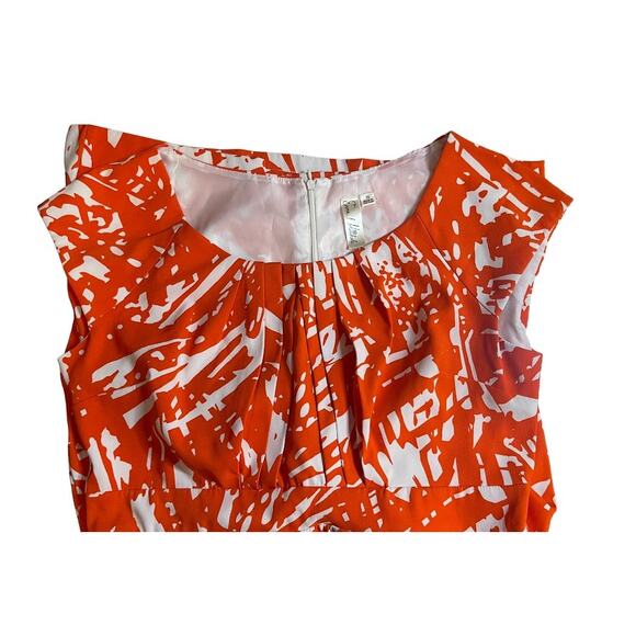 Emma & Michele Orange White Abstract Dress Size 16 - Picture 7 of 8